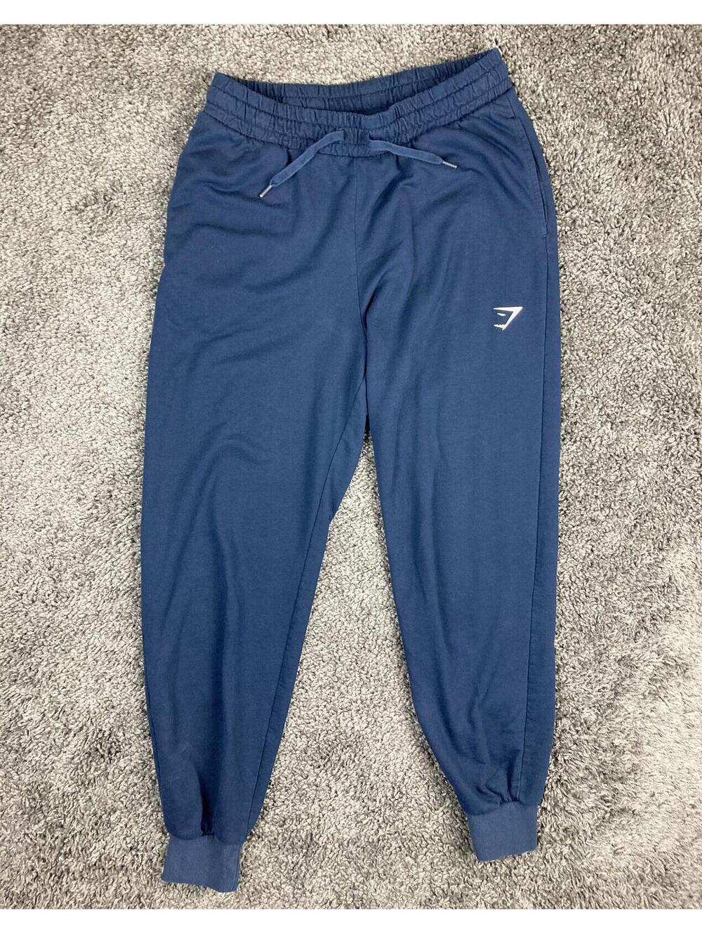Gymshark Men's Crest Joggers Blue Tapered Slim Fit Sweatpants Size Medium